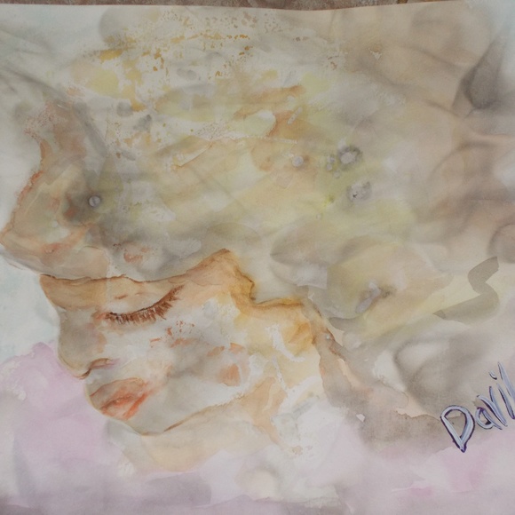 By Davila Other - Original "Serenity" flame & watercolor, 11"x15"